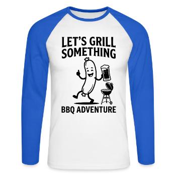 Lets Grill Something BBQ Adventure - Unisex Baseballshirt langarm - Weiß/Royalblau - Vorne - Nik (191cm)