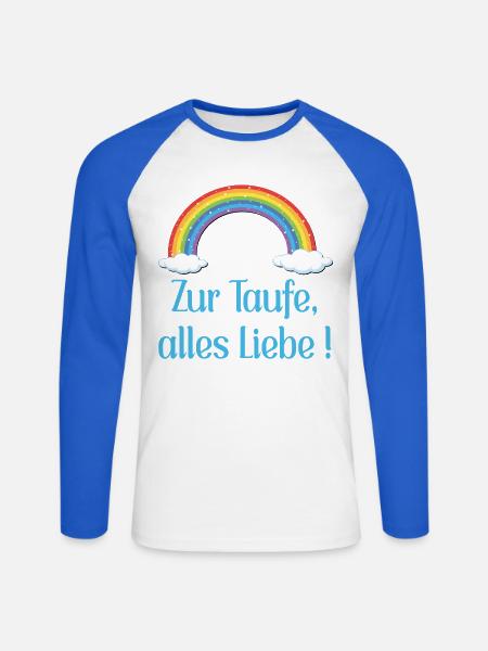 Baby Taufe Glückwünsche - Unisex Baseballshirt langarm - Weiß/Royalblau