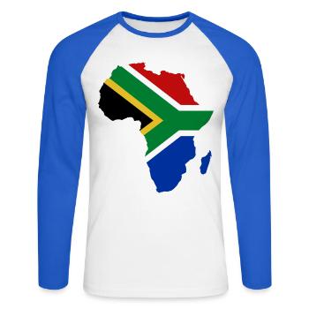 Suedafrika_Flagge_Afrika - T-shirt baseball manches longues Homme - blanc/bleu royal - Devant - Nik (191cm)