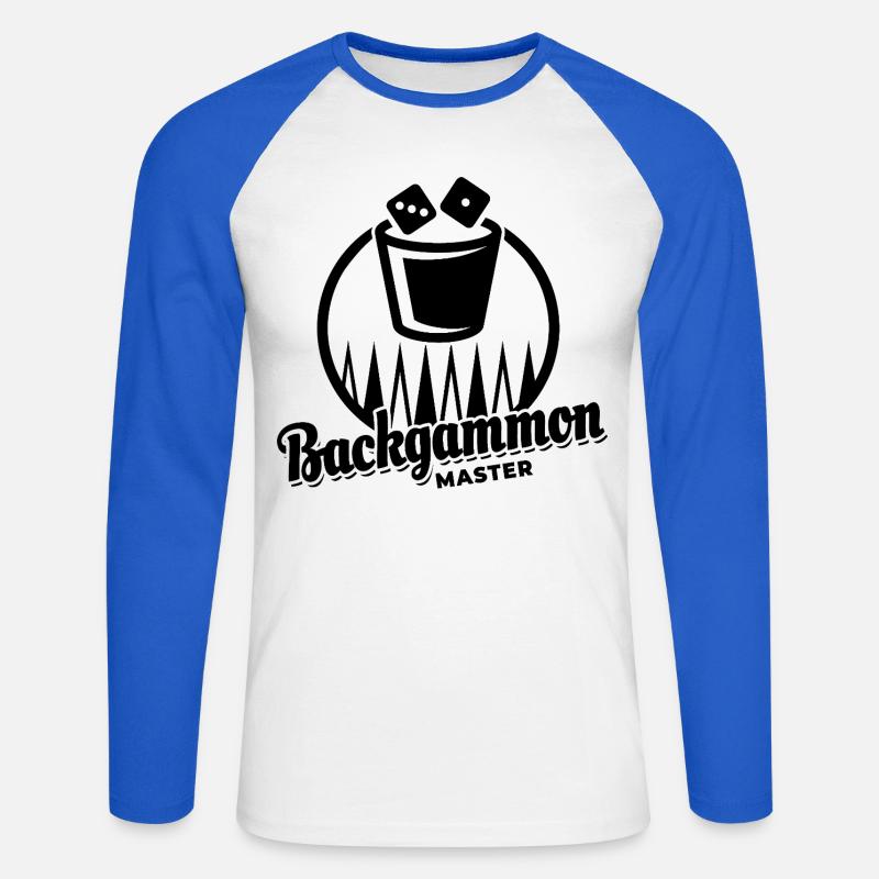 Backgammon Master | Board Game | Gift - Unisex Long Sleeve Baseball T-Shirt - white/royal blue
