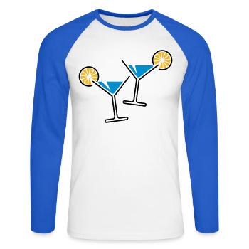 2 cocktail glasses (light blue) - Unisex Long Sleeve Baseball T-Shirt - white/royal blue - Front - Nik (191cm)