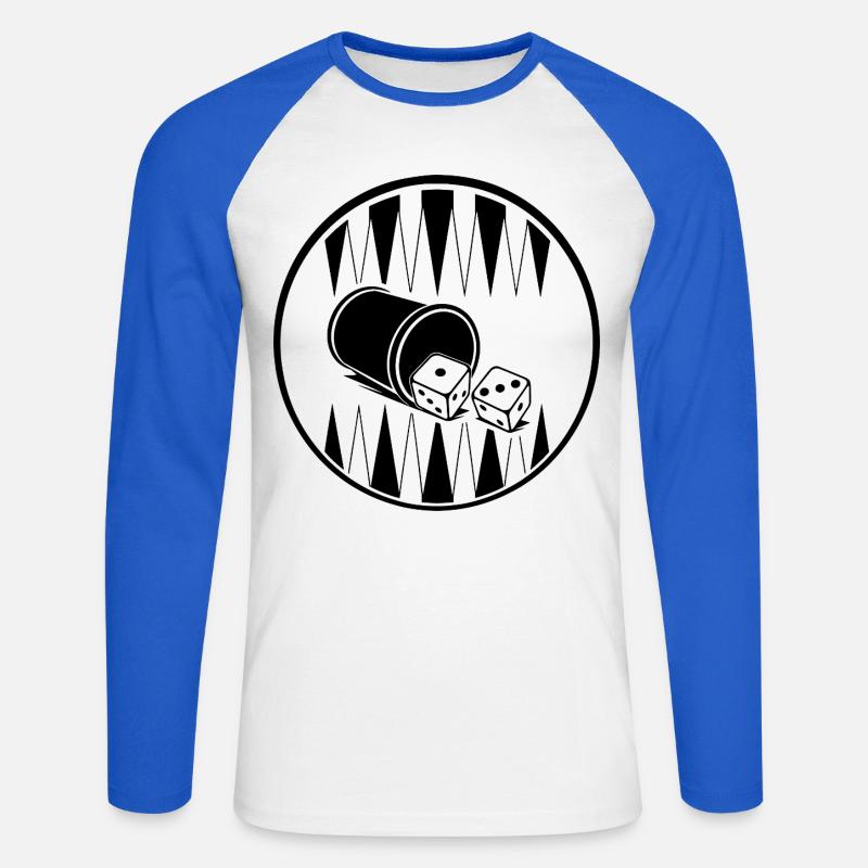 Backgammon | Board Game | Gift - Unisex Long Sleeve Baseball T-Shirt - white/royal blue