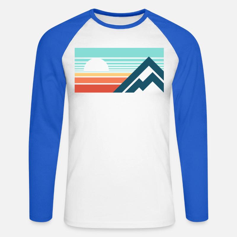 Mountains Sun Abstract - Unisex Baseballshirt langarm - Weiß/Royalblau