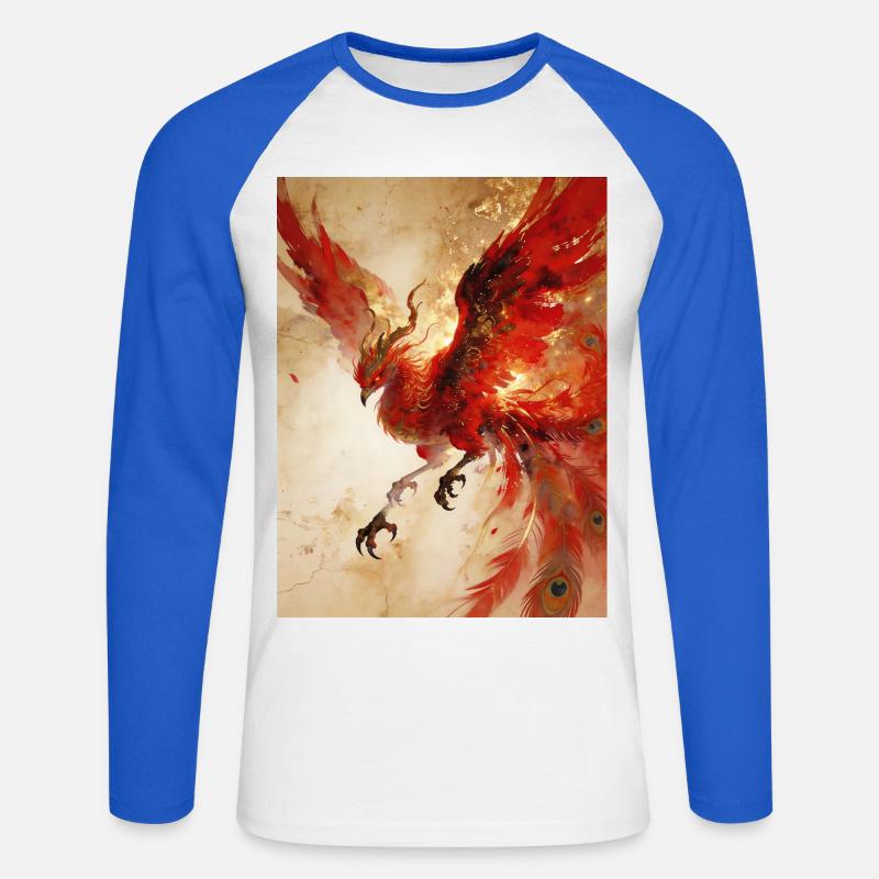Der Phönix erhebt sich: Himmlischer Glanz - Unisex Baseballshirt langarm - Weiß/Royalblau