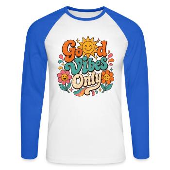 Le seul Retro Floral de Good Vibe - T-shirt baseball manches longues Homme - blanc/bleu royal - Devant - Nik (191cm)