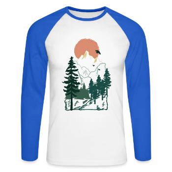 Nature Forest Mountain Tree Gift Idea - Unisex Long Sleeve Baseball T-Shirt - white/royal blue - Front - Nik (191cm)