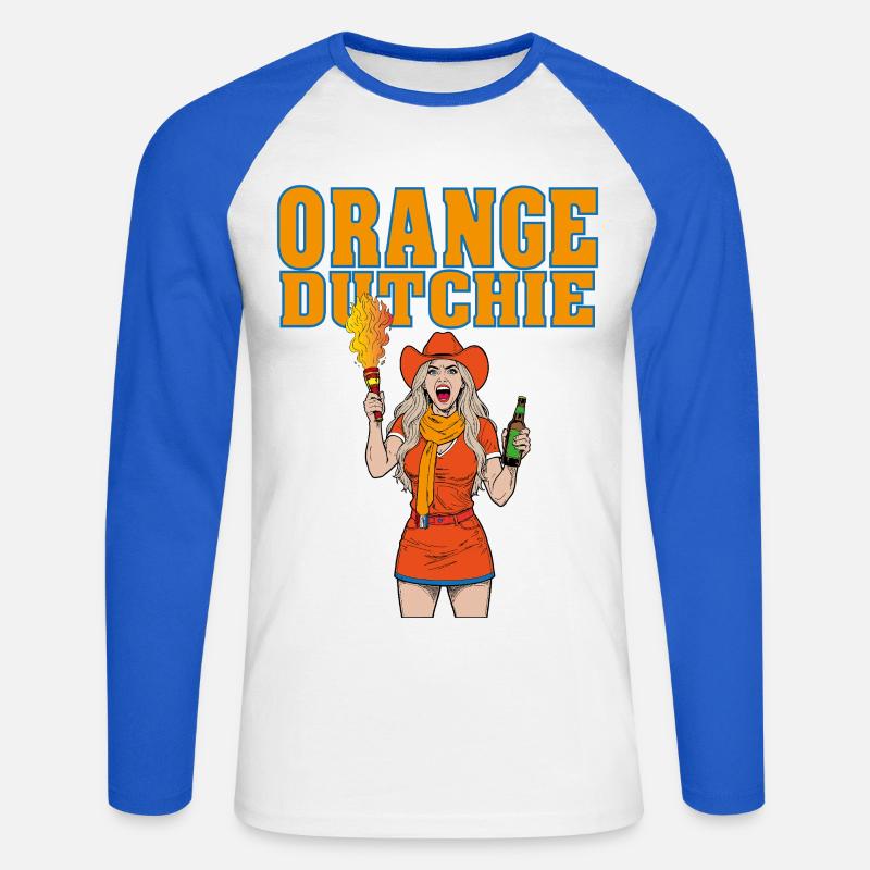 orangedutchie - Unisex Baseballshirt langarm - Weiß/Royalblau