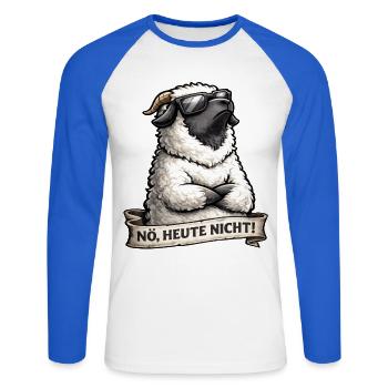 Nö Heute Nicht Walliser Schwarznasenschaf Lustig - Unisex Baseballshirt langarm - Weiß/Royalblau - Vorne - Nik (191cm)