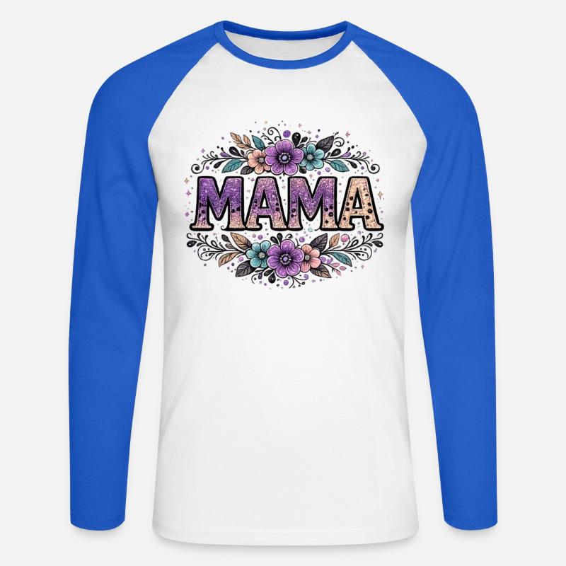 Mama-Geschenk: Retro-Mama-Visualisierung - Unisex Baseballshirt langarm - Weiß/Royalblau