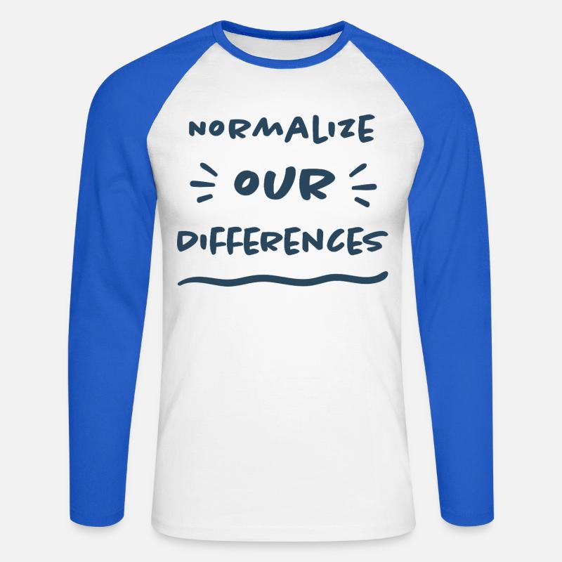 Normalize our Differences - Inclusion - Unisex Long Sleeve Baseball T-Shirt - white/royal blue