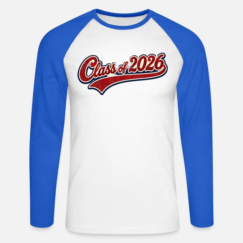 Klasse 2026 Retro Script - Unisex Baseballshirt langarm - Weiß/Royalblau