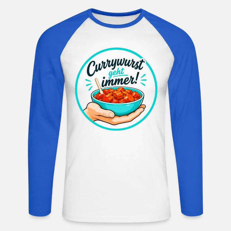 Currywurstesser1 - Unisex Baseballshirt langarm - Weiß/Royalblau