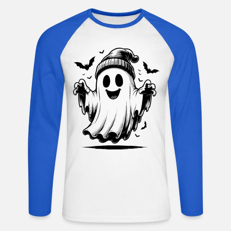 Geist mit Strickmütze - Unisex Baseballshirt langarm - Weiß/Royalblau