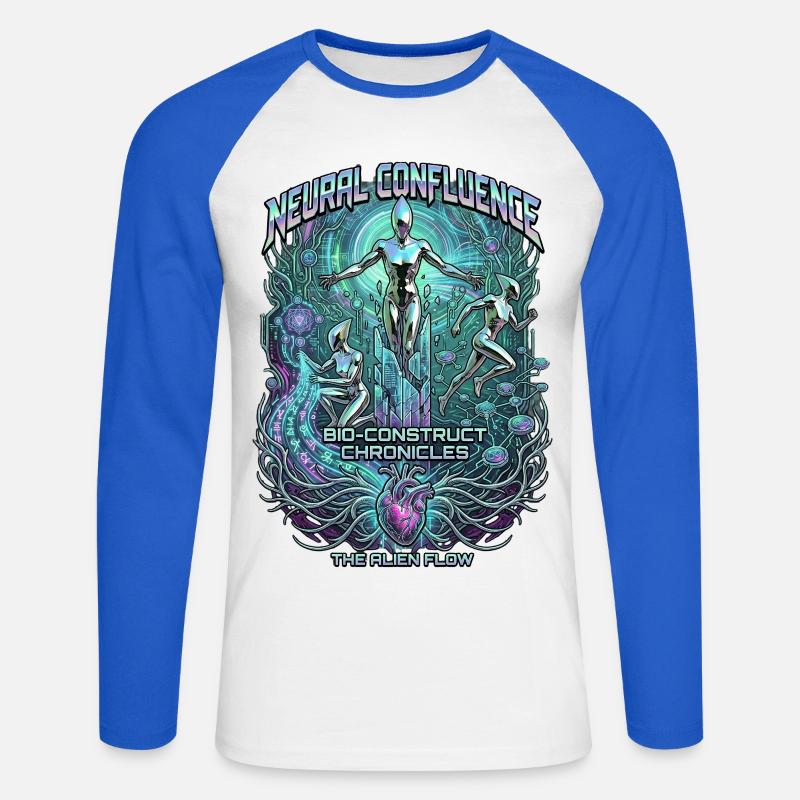 Neural Confluence Bio-Construct Chronicles - Unisex Baseballshirt langarm - Weiß/Royalblau