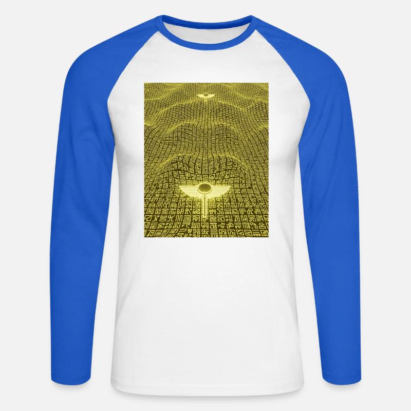 Ancient Golden Code Alien Artifact - Unisex Long Sleeve Baseball T-Shirt - white/royal blue