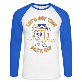 Faisons ce paquet Arracher de nouveaux tirages CardBreak - T-shirt baseball manches longues Homme - blanc/bleu royal - Devant - Nik (191cm)