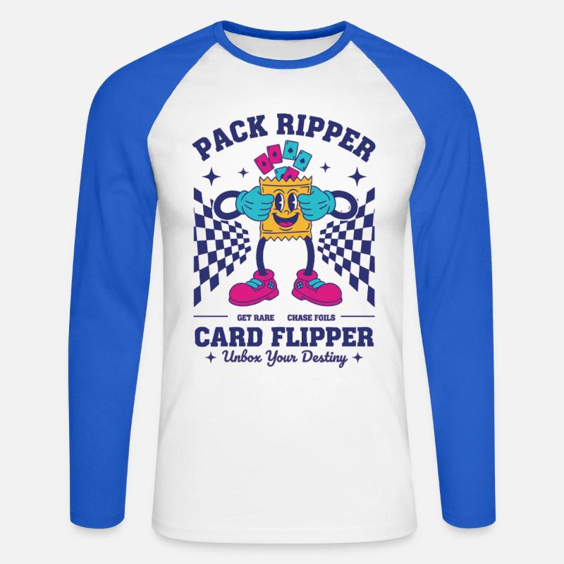 Pack Ripper Card Flipper Unbox Your Destiny - Unisex Baseballshirt langarm - Weiß/Royalblau