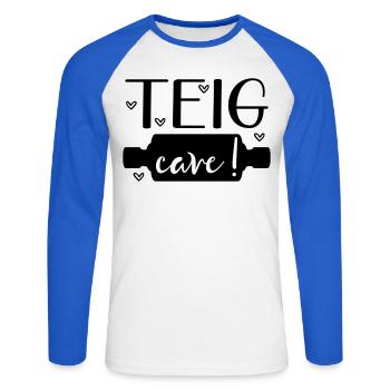 Sayings Baking Dough Roll - Unisex Long Sleeve Baseball T-Shirt - white/royal blue - Front - Nik (191cm)