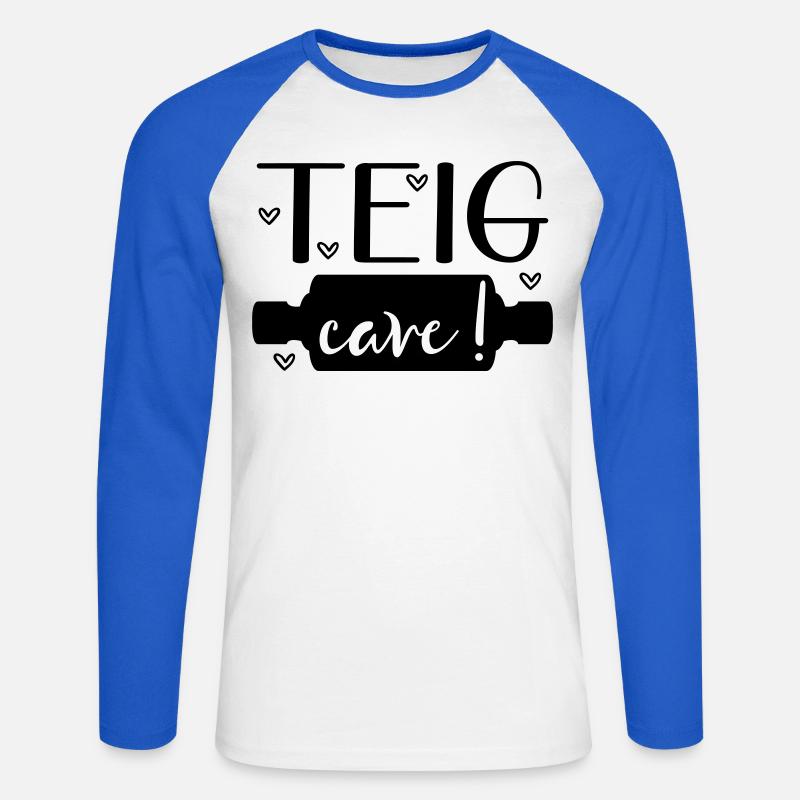 Sprüche Backen Teigrolle - Unisex Baseballshirt langarm - Weiß/Royalblau