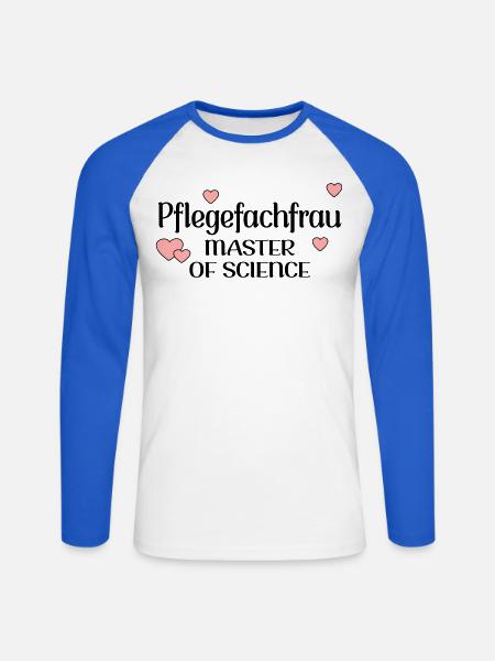 MASTERSTUDIUM PFLEGE - PFLEGEFACHFRAU - Unisex Baseballshirt langarm - Weiß/Royalblau
