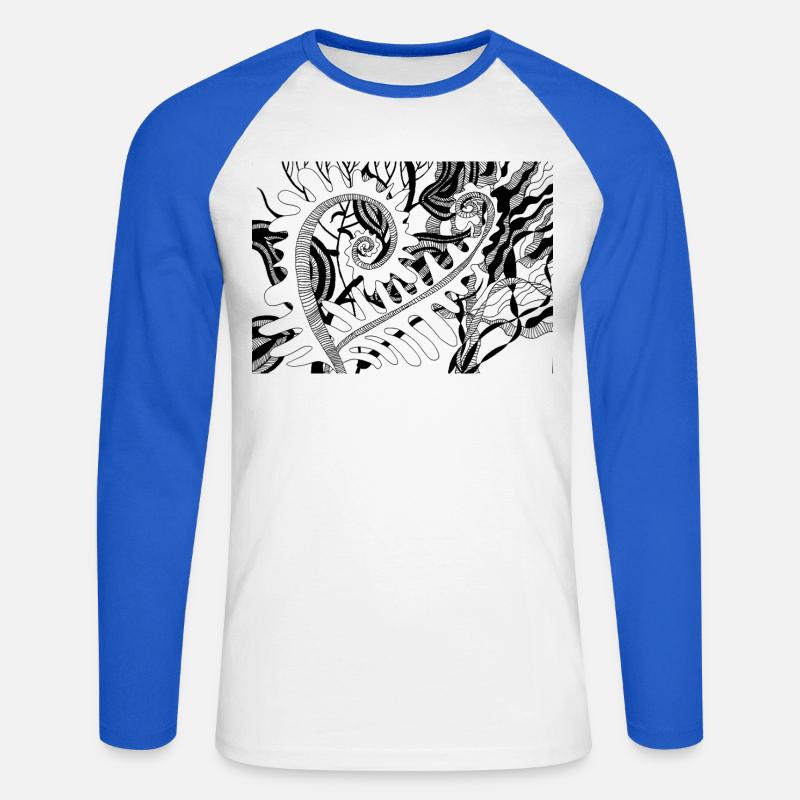 farn - Unisex Baseballshirt langarm - Weiß/Royalblau