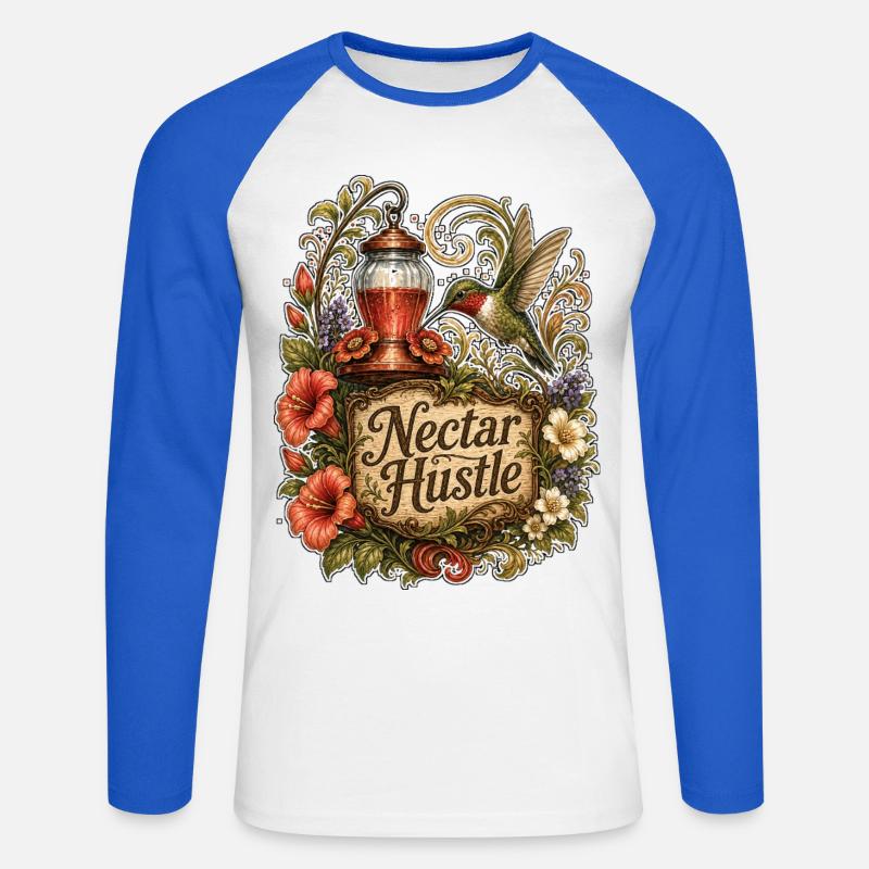 Nectar Hustle - Unisex Baseballshirt langarm - Weiß/Royalblau