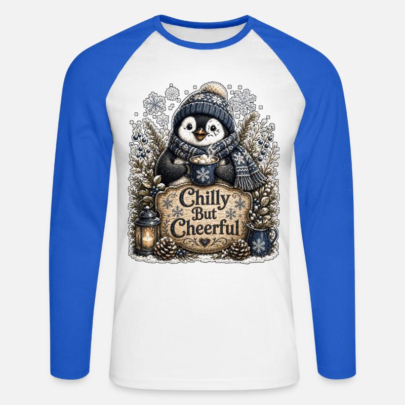 Chilly But Cheerful - Unisex Baseballshirt langarm - Weiß/Royalblau