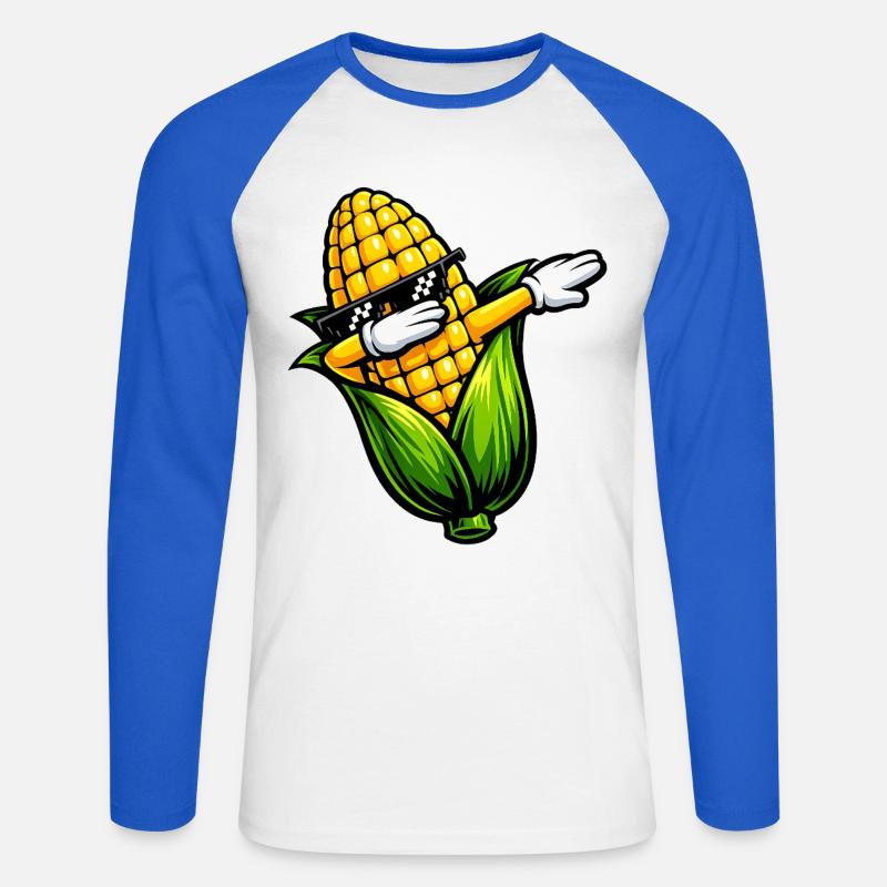 Dabbing Maiskolben - Unisex Baseballshirt langarm - Weiß/Royalblau