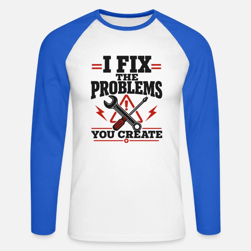 I Fix The Problems - Unisex Baseballshirt langarm - Weiß/Royalblau