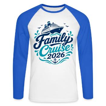 Family Cruise 2026 Motif - Unisex Long Sleeve Baseball T-Shirt - white/royal blue - Front - Nik (191cm)