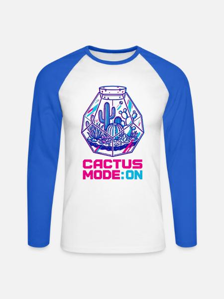 Kaktus Mode On Terrarium - Unisex Baseballshirt langarm - Weiß/Royalblau