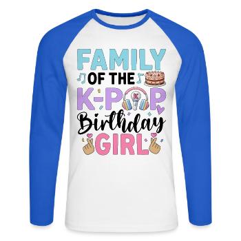 Famille de la fille d’anniversaire de la K-Pop - T-shirt baseball manches longues Homme - blanc/bleu royal - Devant - Nik (191cm)