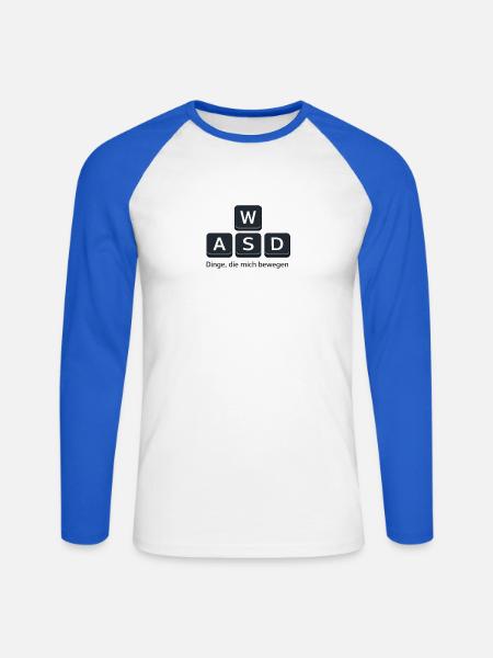 Dinge Die Mich Bewegen WASD PC - Unisex Baseballshirt langarm - Weiß/Royalblau