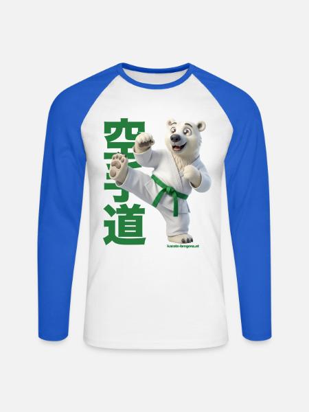 Karate Eisbär - Unisex Baseballshirt langarm - Weiß/Royalblau