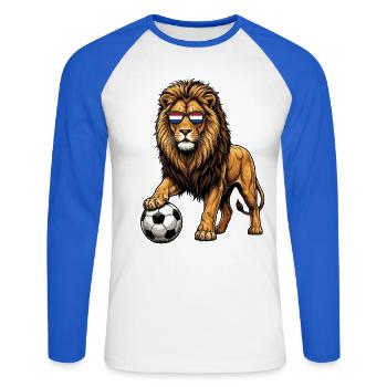 Football Cool Lion Drapeau des Pays-Bas - T-shirt baseball manches longues Homme - blanc/bleu royal - Devant - Nik (191cm)