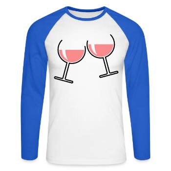 2 rosé wine glasses (rosé wine / wine / round open) - Unisex Long Sleeve Baseball T-Shirt - white/royal blue - Front - Nik (191cm)