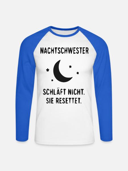 NachtSchwester: Rettet die Nacht - Unisex Baseballshirt langarm - Weiß/Royalblau