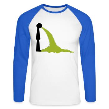 Eskalation Shirt – Lustiges Party Motiv - Unisex Baseballshirt langarm - Weiß/Royalblau - Vorne - Nik (191cm)