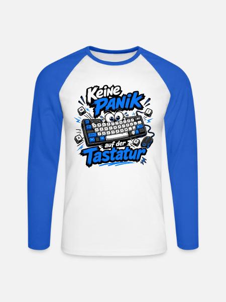 Keine Panik auf der Tastatur - Unisex Baseballshirt langarm - Weiß/Royalblau