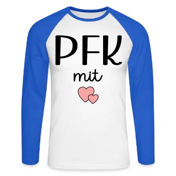 Infirmier - T-shirt baseball manches longues Homme - blanc/bleu royal - Devant - Nik (191cm)