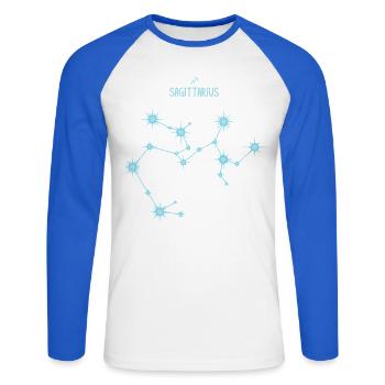 Sagittarius Zodiac Sign Star Constellation Blue - Unisex Long Sleeve Baseball T-Shirt - white/royal blue - Front - Nik (191cm)
