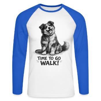 I'm Ready for the Walk Funny Dog - Unisex Long Sleeve Baseball T-Shirt - white/royal blue - Front - Nik (191cm)