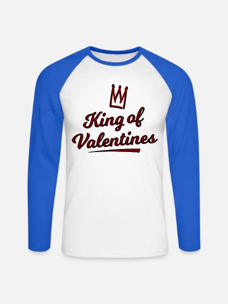 King of Valentines Crown Script - Unisex Baseballshirt langarm - Weiß/Royalblau