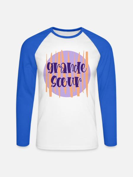Große Schwester Frankreich - Unisex Baseballshirt langarm - Weiß/Royalblau