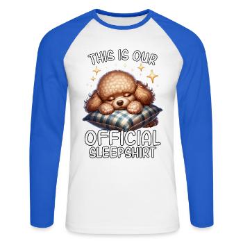 Chemise de nuit drôle de caniche - T-shirt baseball manches longues Homme - blanc/bleu royal - Devant - Nik (191cm)