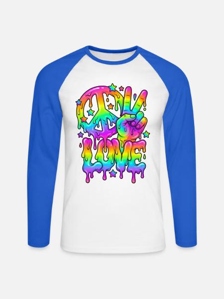 Regenbogen-Frieden-und-Liebe-Pride-Fest - Unisex Baseballshirt langarm - Weiß/Royalblau