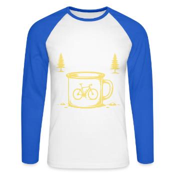 Gravel Kaffee Natur Illustration - Unisex Baseballshirt langarm - Weiß/Royalblau - Vorne - Nik (191cm)