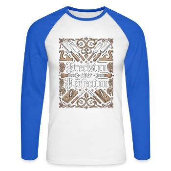 Cabinet Maker Precision Over Perfection Woodworker - Unisex Long Sleeve Baseball T-Shirt - white/royal blue - Front - Nik (191cm)