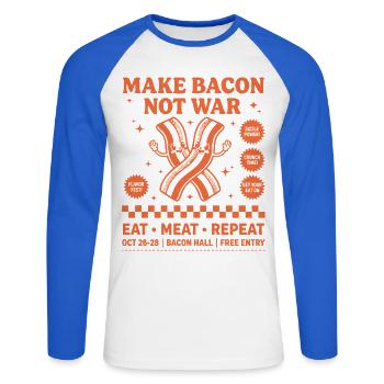 Breakfast Bacon Lovers Funny Brunch Coffee Food - Unisex Long Sleeve Baseball T-Shirt - white/royal blue - Front - Nik (191cm)