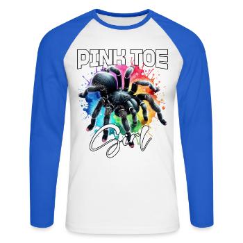Fille Rosafuss Tarentule aux orteils roses - T-shirt baseball manches longues Homme - blanc/bleu royal - Devant - Nik (191cm)